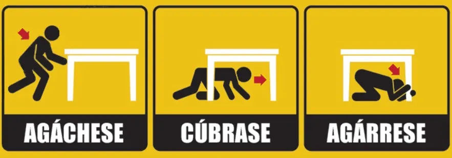 cartel de prevención durante un sismo